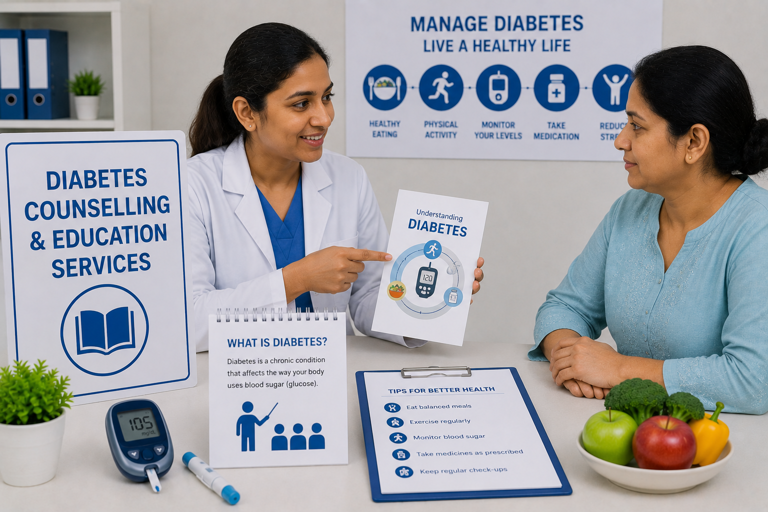 Diabetes lifestyle counselling education Regal Hospital North Bangalore