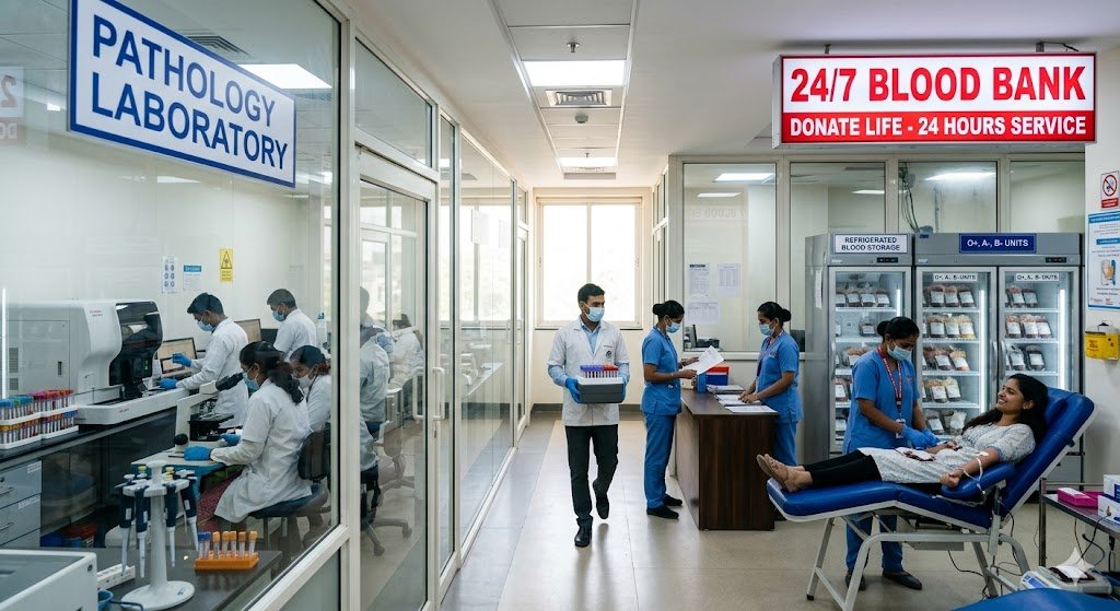 Accident & Emergency emergency pathology lab and blood bank Regal Hospital Bangalore
