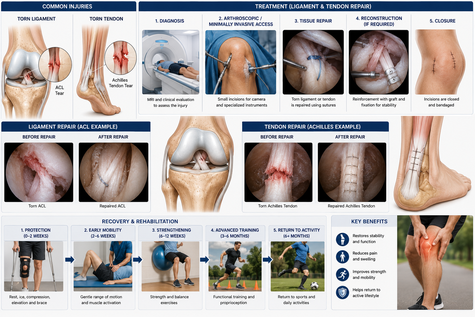 Repair torn ligaments tendons orthopedic Regal Hospital Bangalore